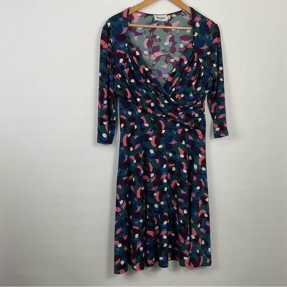 Leota Noleena Faux Wrap Abstract Print A-Line Dress Size Large - Picture 1 of 6